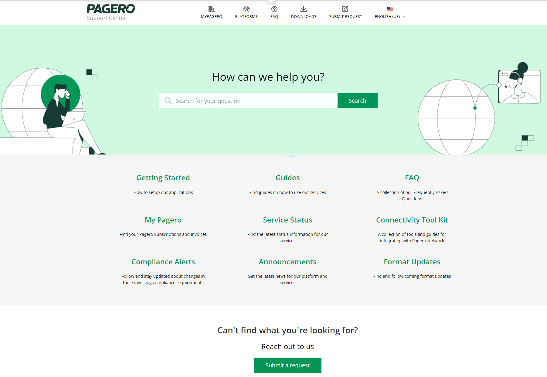 Pagero Support Center Homepage.png